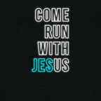 Come Run With Jesus Neon Blue Tri-Blend
