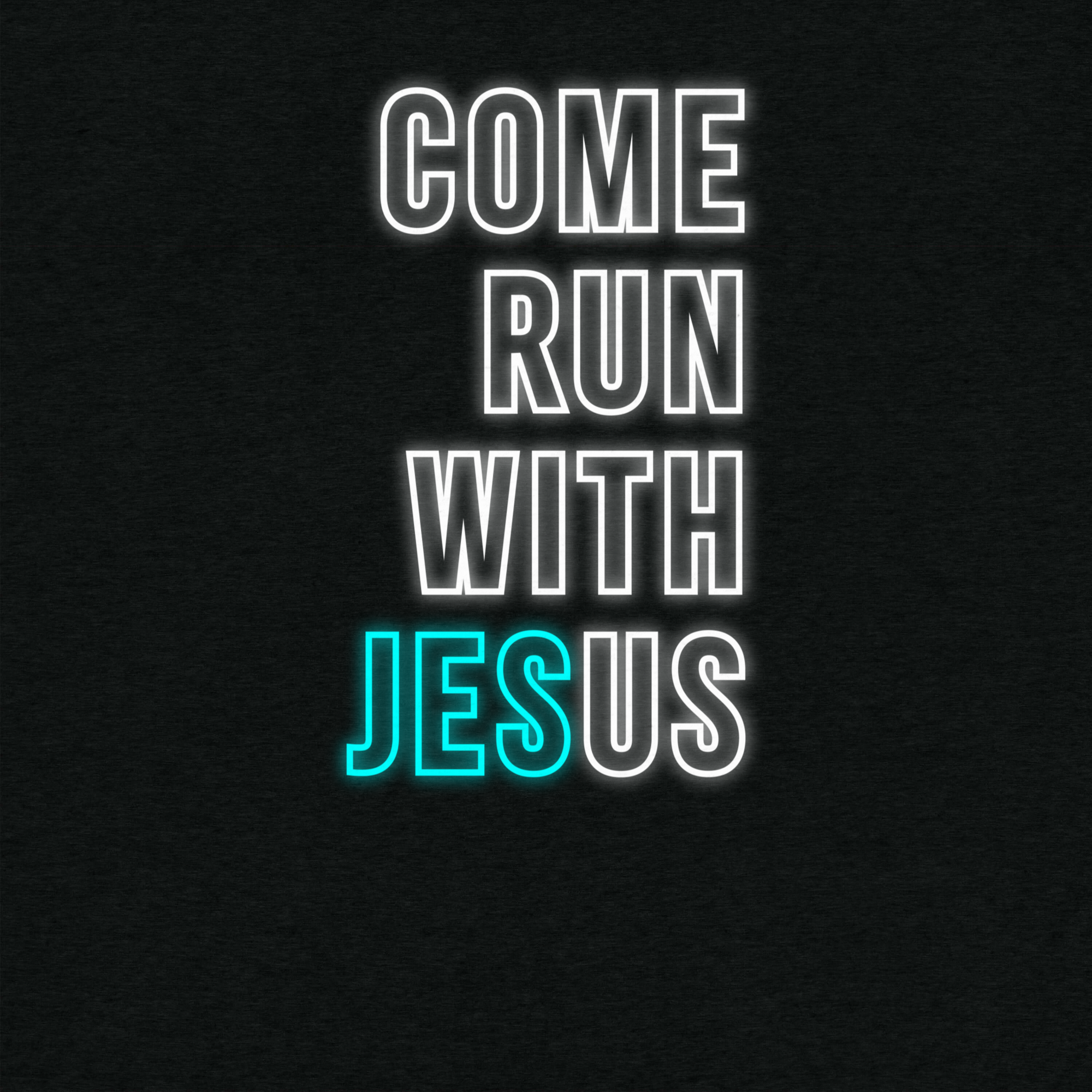 Come Run With Jesus Neon Blue Tri-Blend