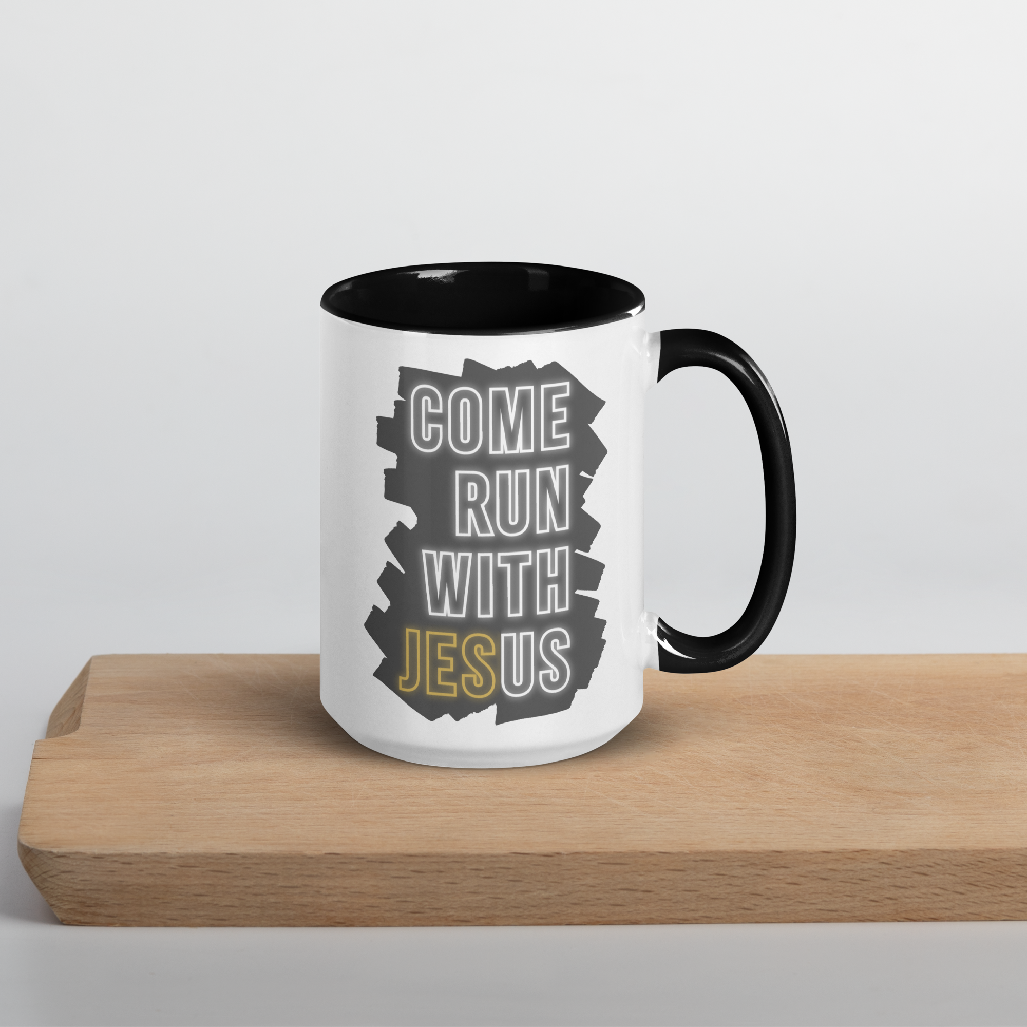 Come Run With Jesus Gold Colored Mug (11 oz / 15 oz)