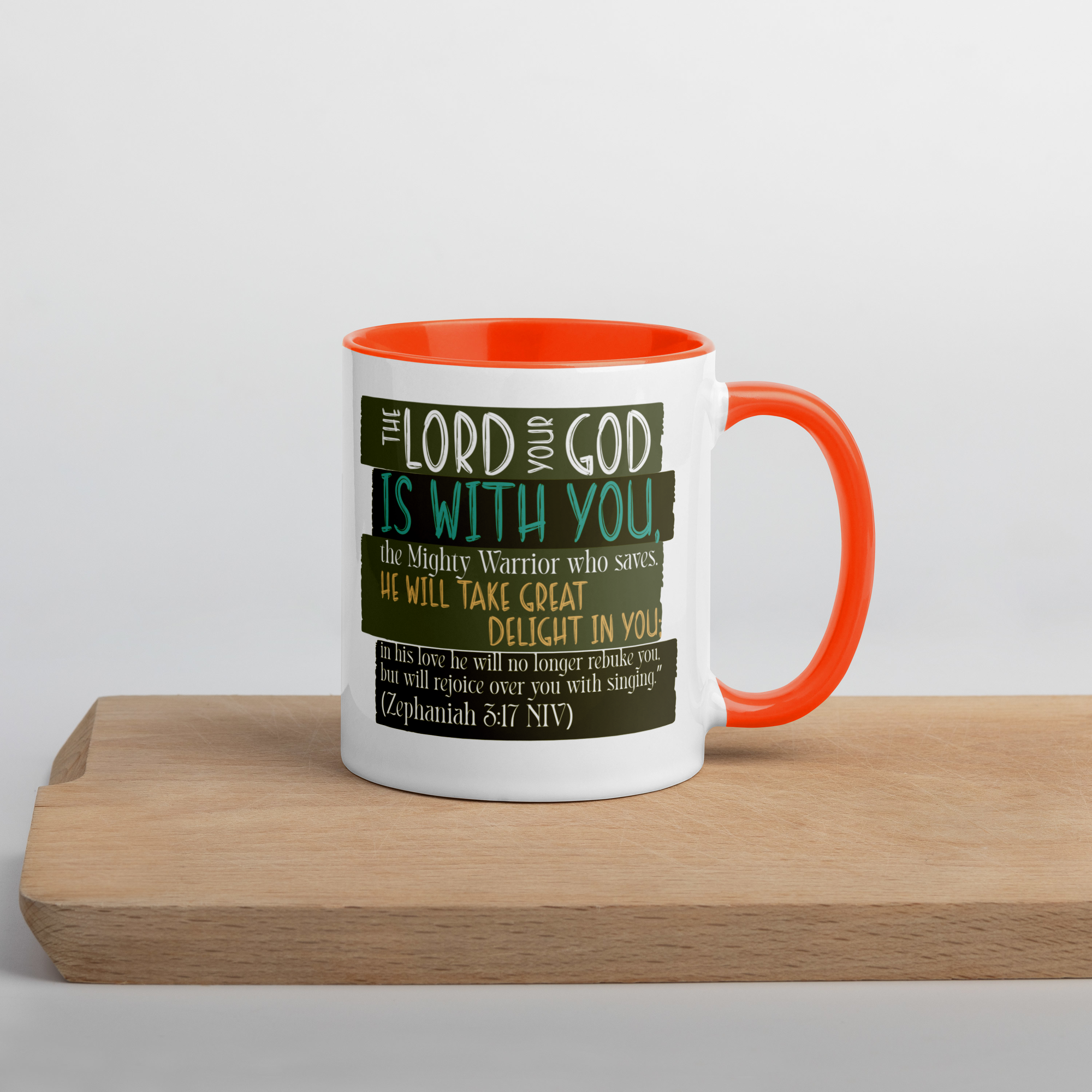 Rejoice in His Love: Zephaniah 3:17 Colored Mug (11 oz / 15 oz)