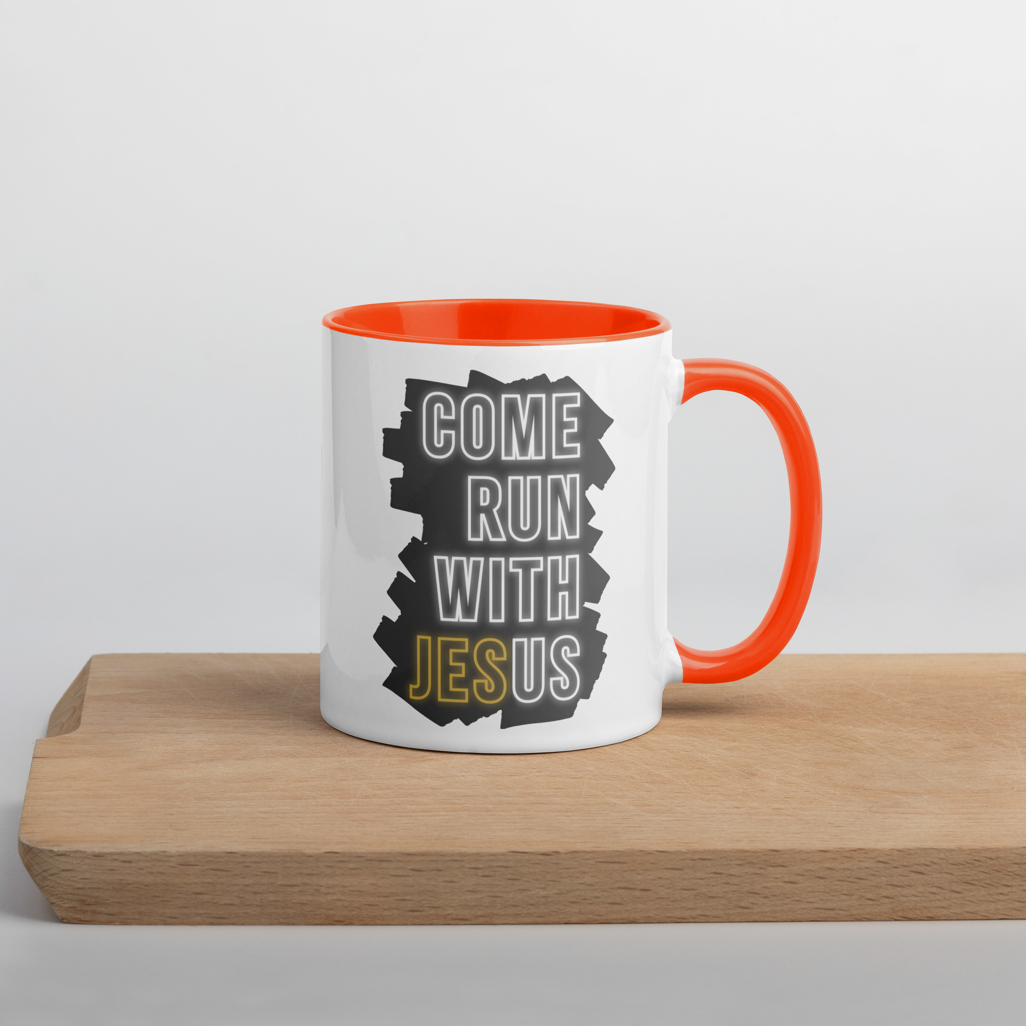 Come Run With Jesus Gold Colored Mug (11 oz / 15 oz)