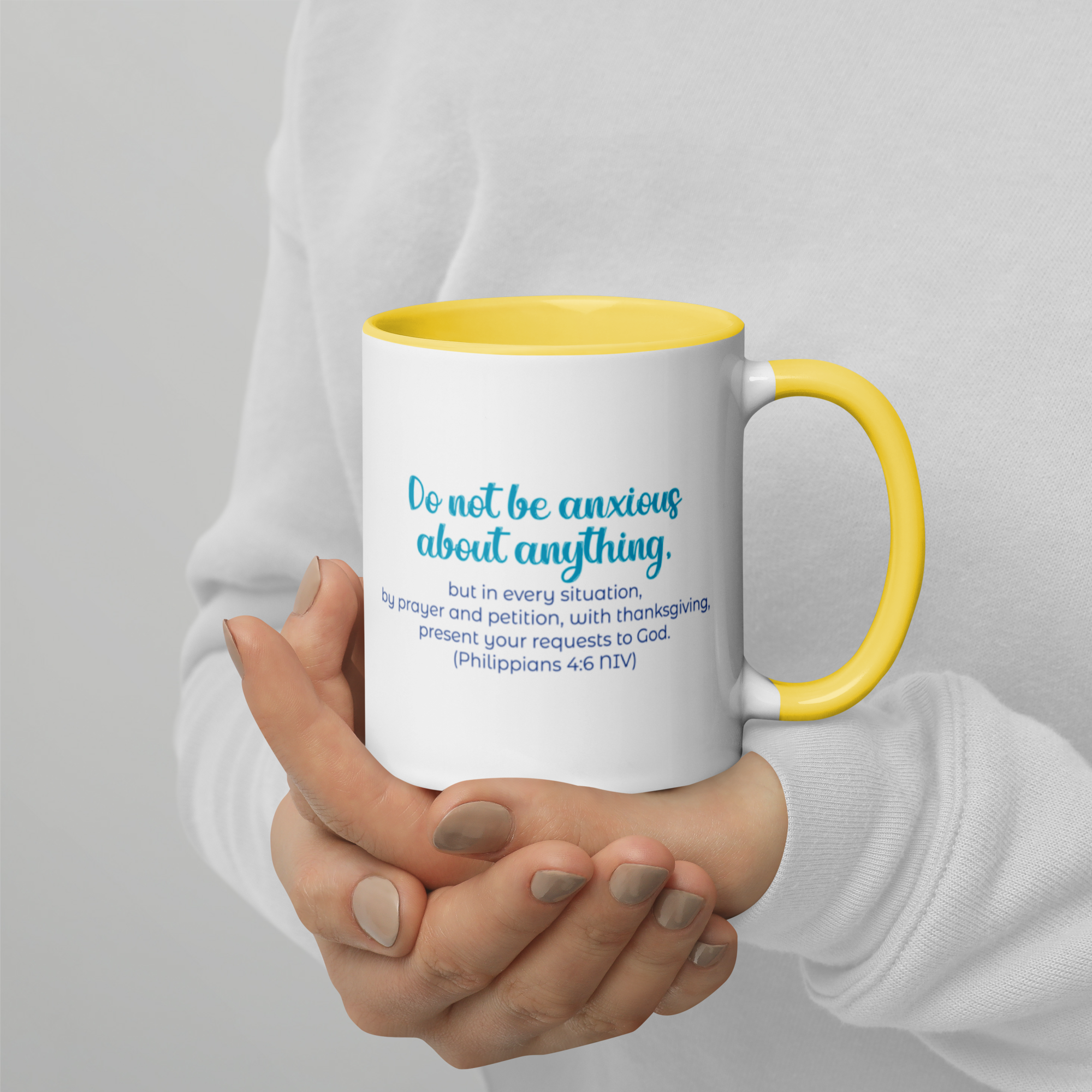 Prayer & Gratitude: Philippians 4:6 Colored Mug (11 oz / 15 oz)