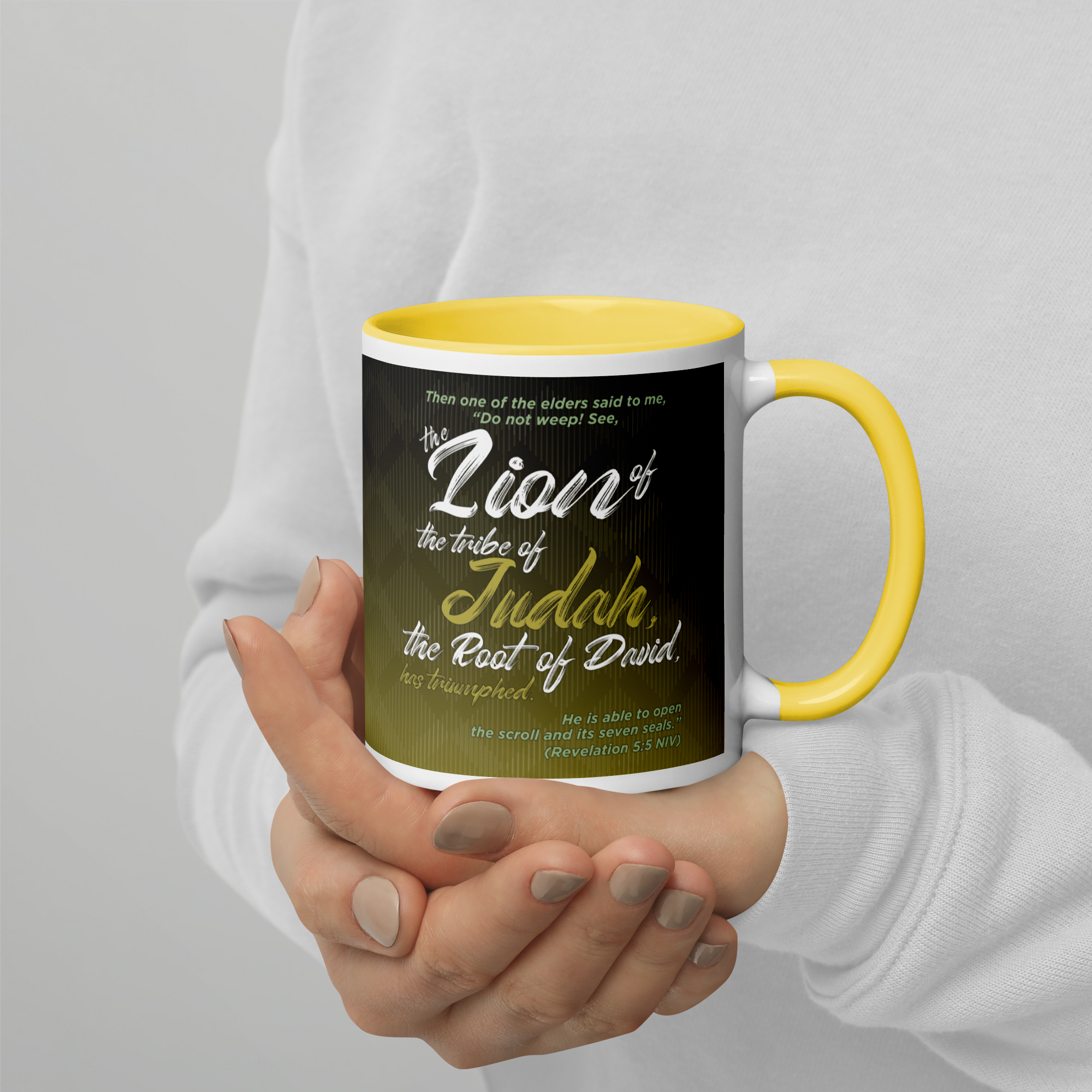 Lion of Judah & Root of David: Revelation 5:5 Colored Mug (11 oz / 15 oz)