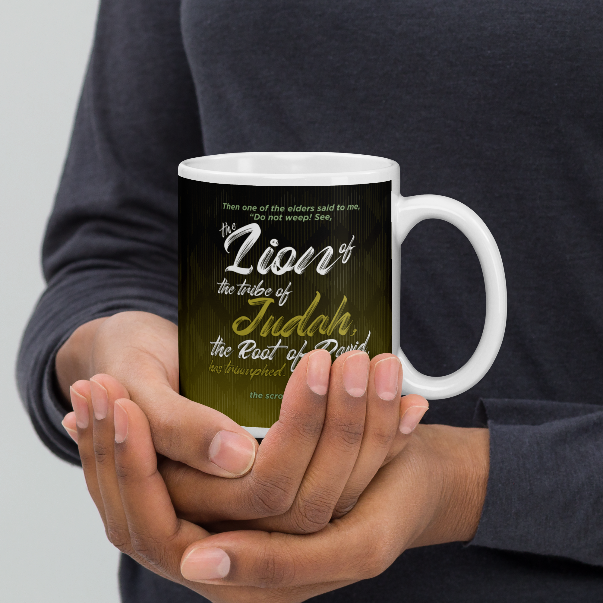 Lion of Judah & Root of David: Revelation 5:5 White Glossy Mug (11 oz / 15 oz / 20 oz)