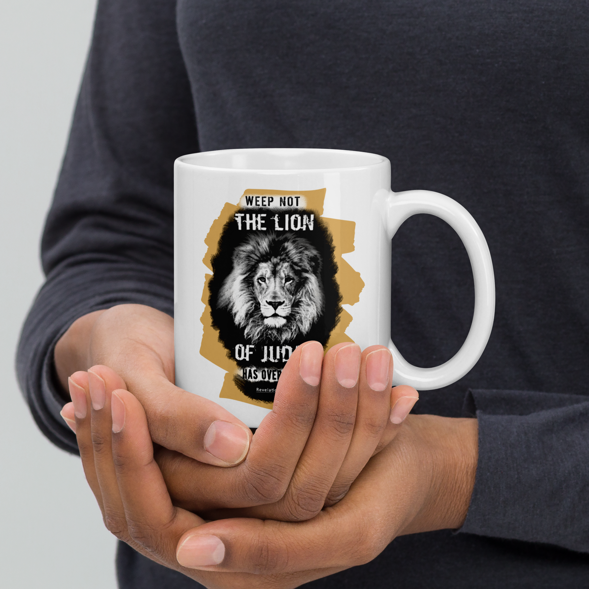 The Lion of Judah: Revelation 5:5 White Glossy Mug (11 oz / 15 oz / 20 oz)