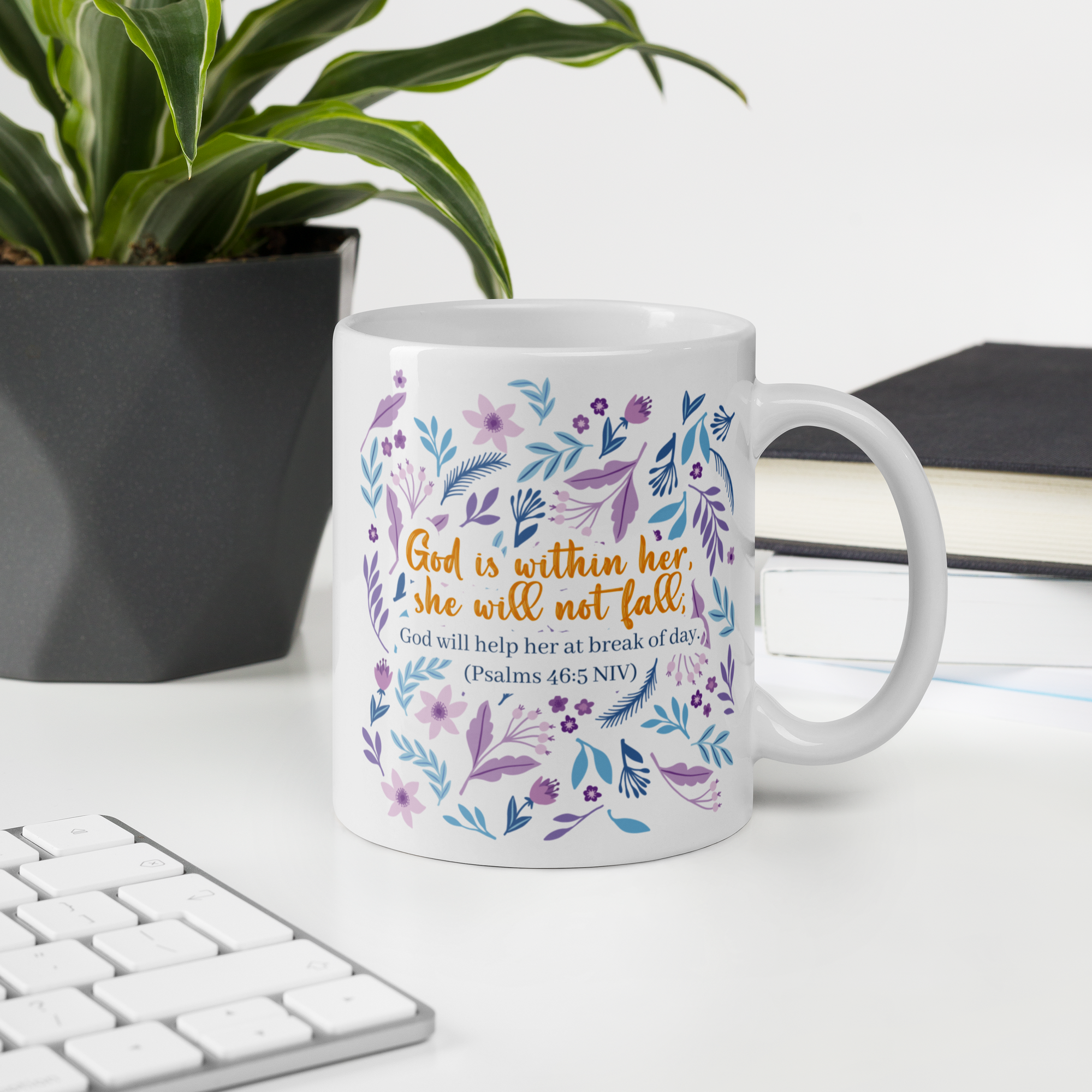 Unshakeable Faith: Psalms 46:5 White Glossy Mug (11 oz / 15 oz / 20 oz)
