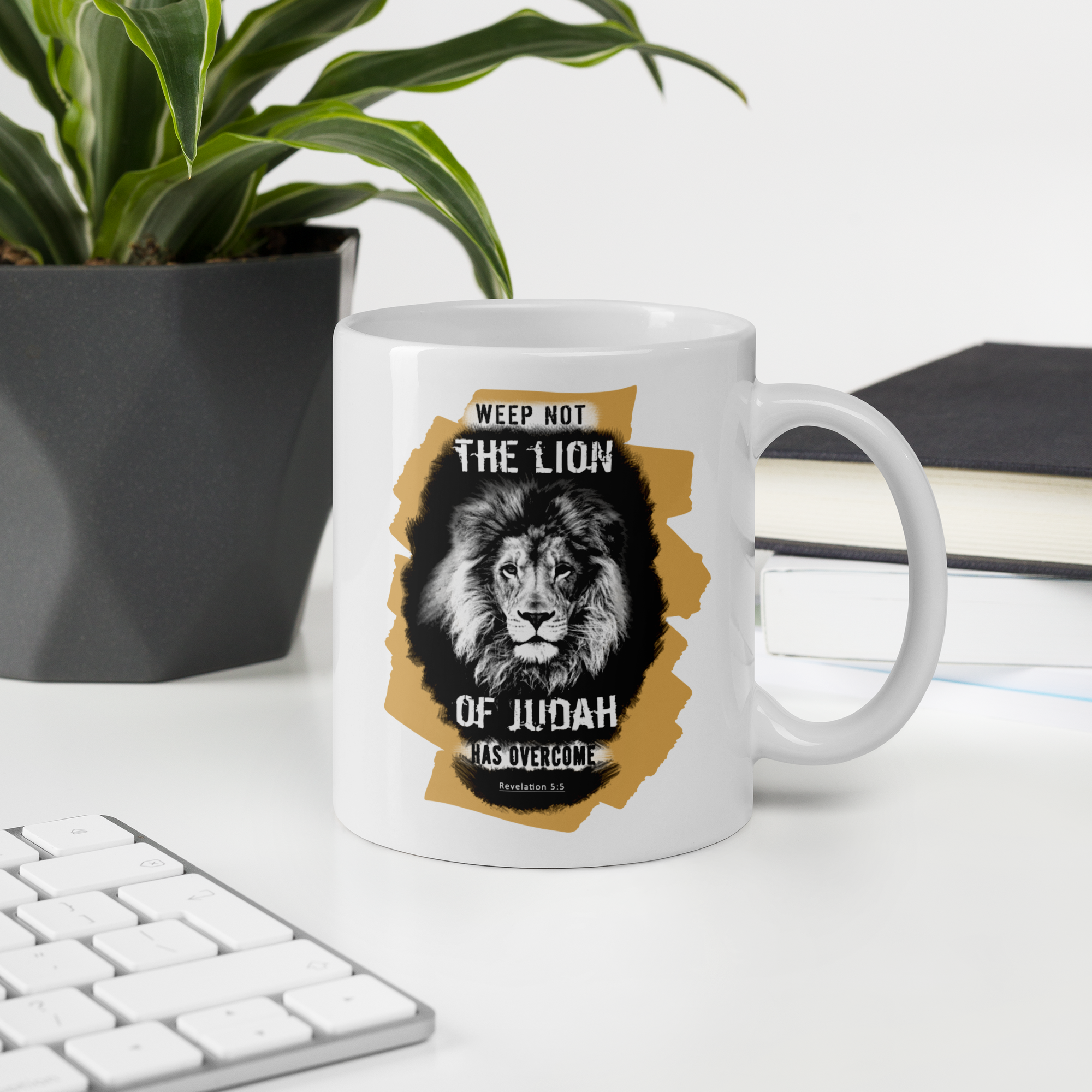 The Lion of Judah: Revelation 5:5 White Glossy Mug (11 oz / 15 oz / 20 oz)