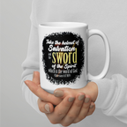 Sword & Salvation: Ephesians 6:17 White Glossy Mug (11 oz / 15 oz / 20 oz)