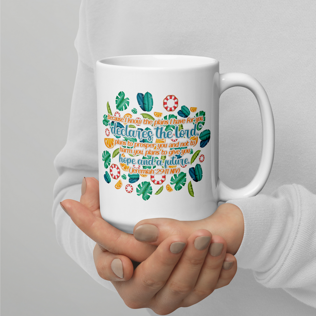 Hope & Future: Jeremiah 29:11 White Glossy Mug (11 oz / 15 oz / 20 oz)