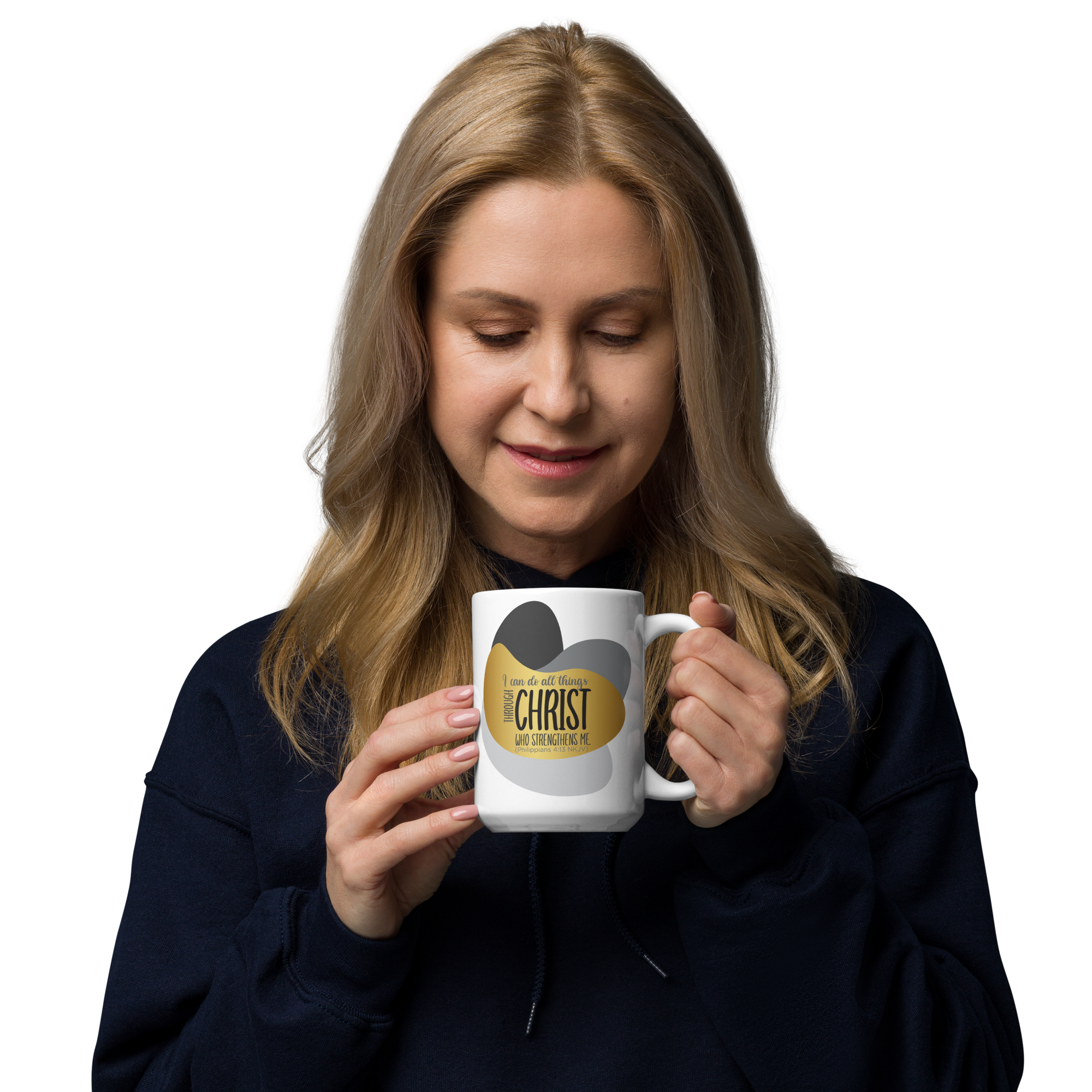 Empowered by Christ: Philippians 4:13 White Glossy Mug (11 oz / 15 oz / 20 oz)