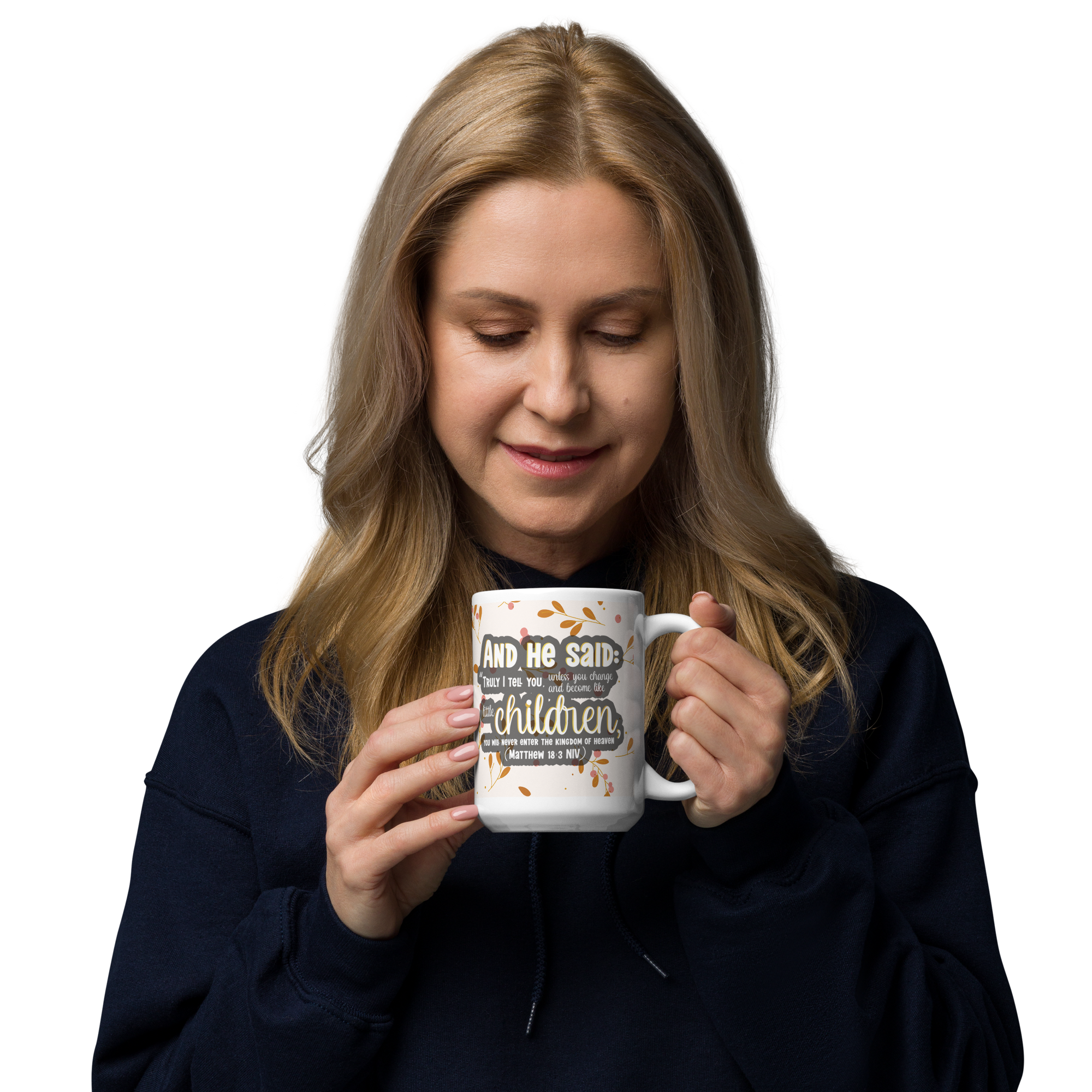 Childlike Faith: Matthew 18:3 White Glossy Mug (11 oz / 15 oz / 20 oz)