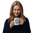 Come Run With Jesus Neon Blue White Glossy Mug (11 oz / 15 oz / 20 oz)