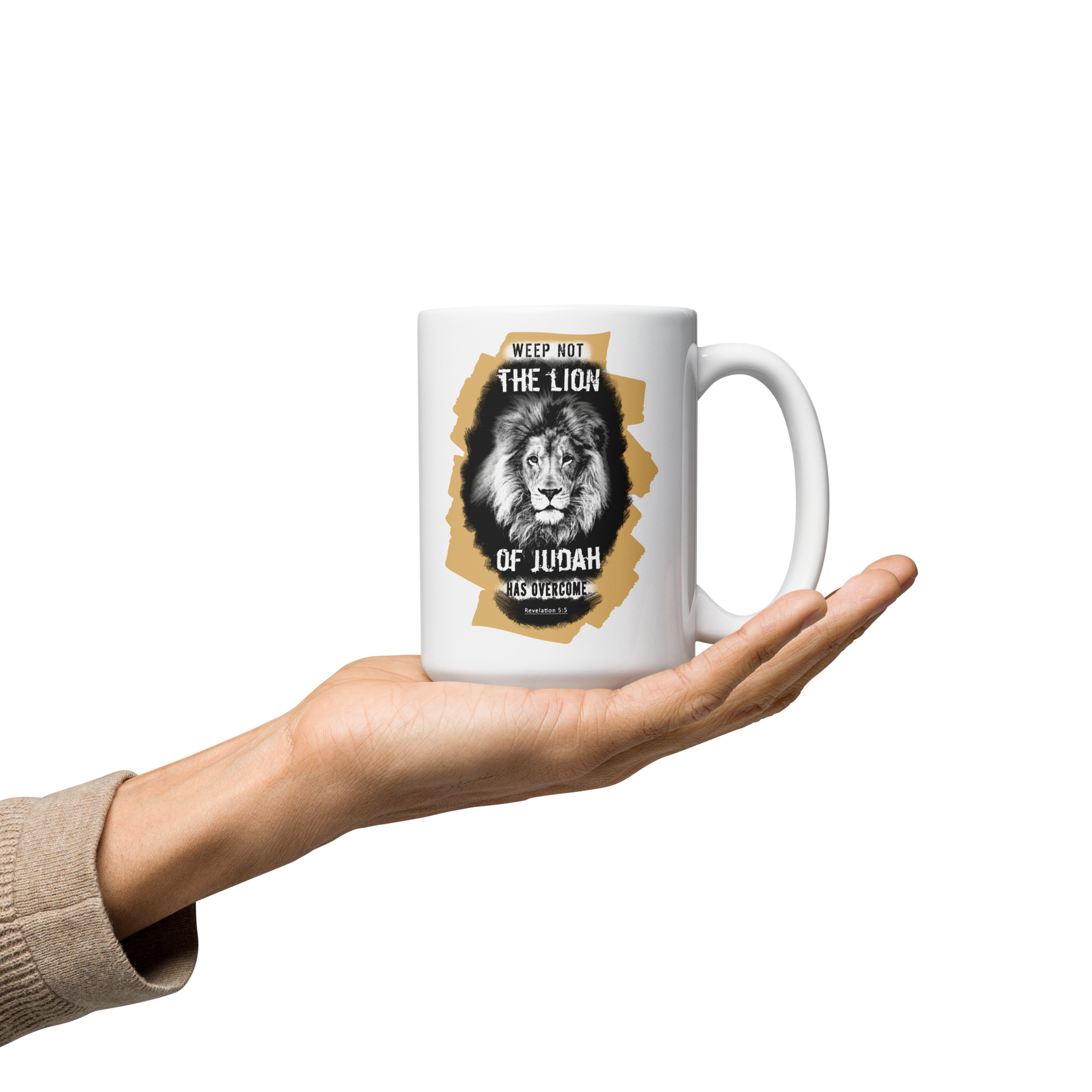 The Lion of Judah: Revelation 5:5 White Glossy Mug (11 oz / 15 oz / 20 oz)