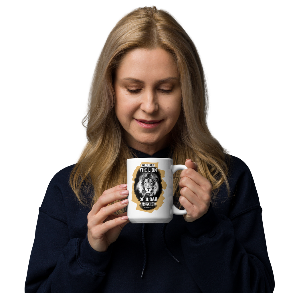 The Lion of Judah: Revelation 5:5 White Glossy Mug (11 oz / 15 oz / 20 oz)