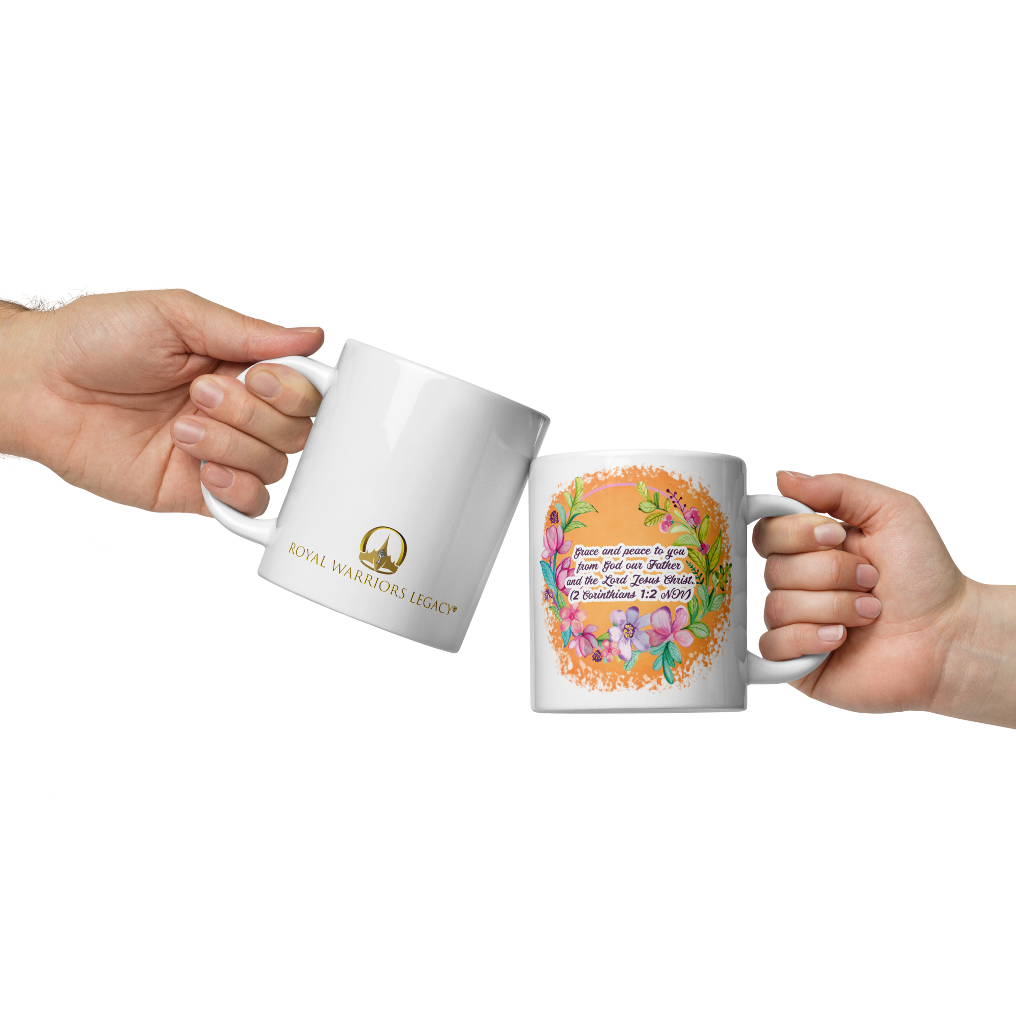 Grace & Peace Blooms: 2 Corinthians 1:2 White Glossy Mug (11 oz / 15 oz / 20 oz)