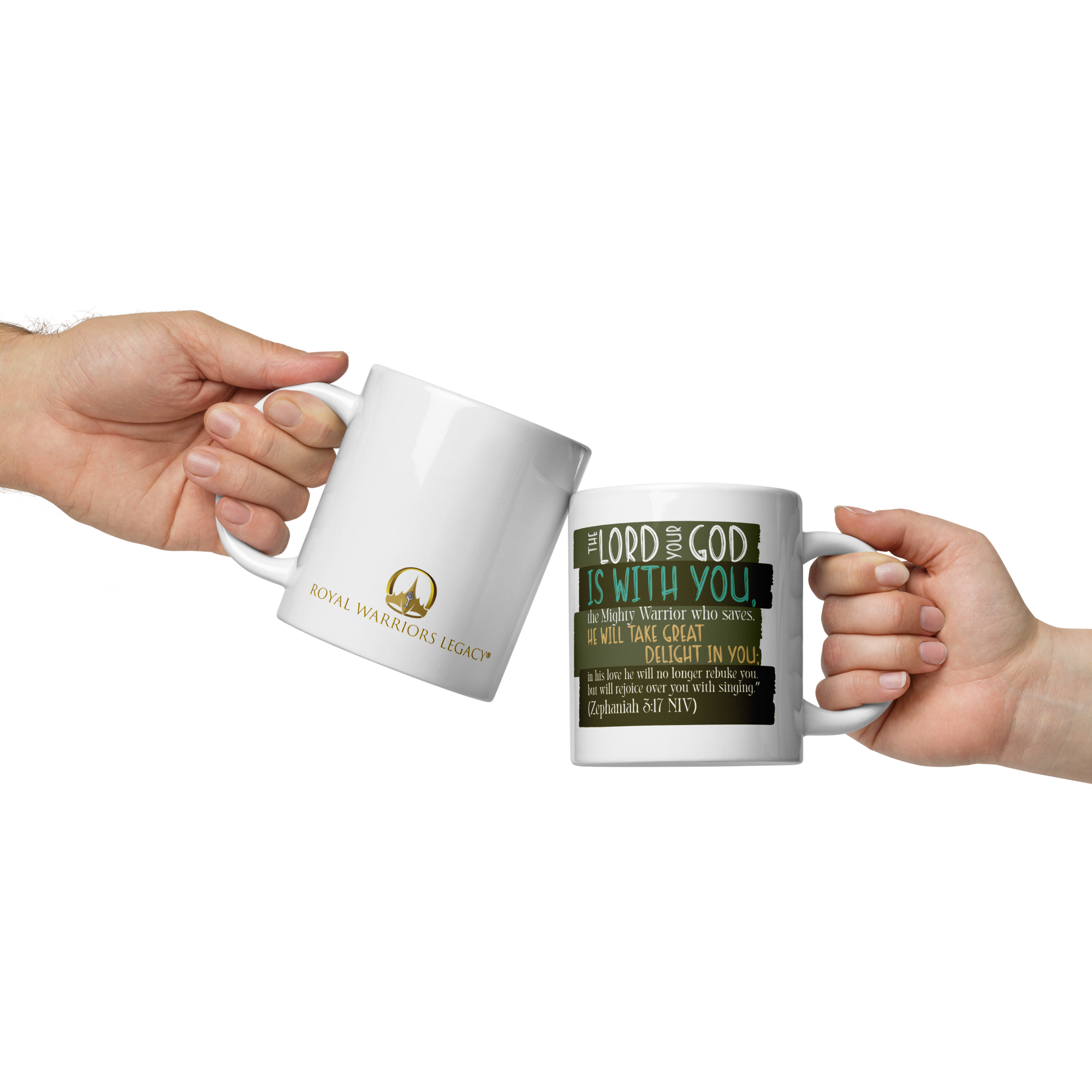 Rejoice in His Love: Zephaniah 3:17 White Glossy Mug (11 oz / 15 oz / 20 oz)