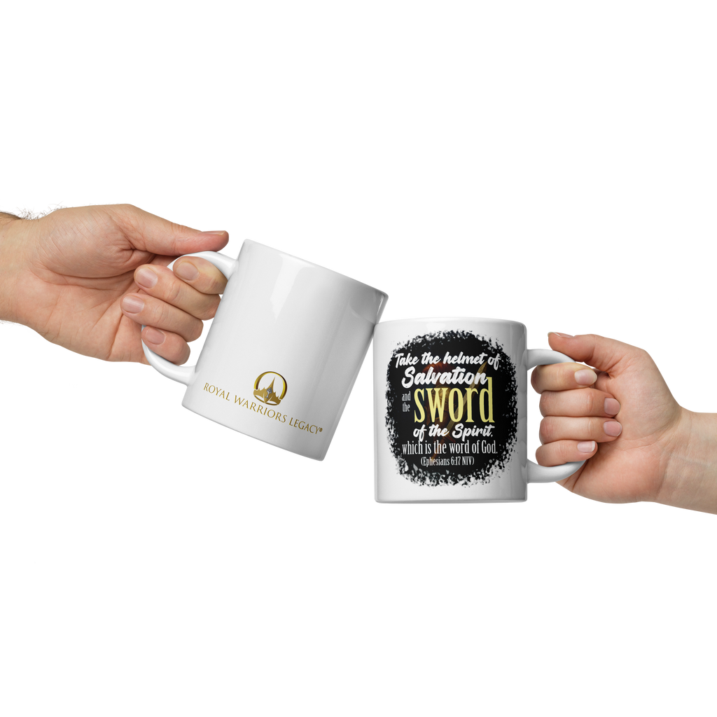 Sword & Salvation: Ephesians 6:17 White Glossy Mug (11 oz / 15 oz / 20 oz)