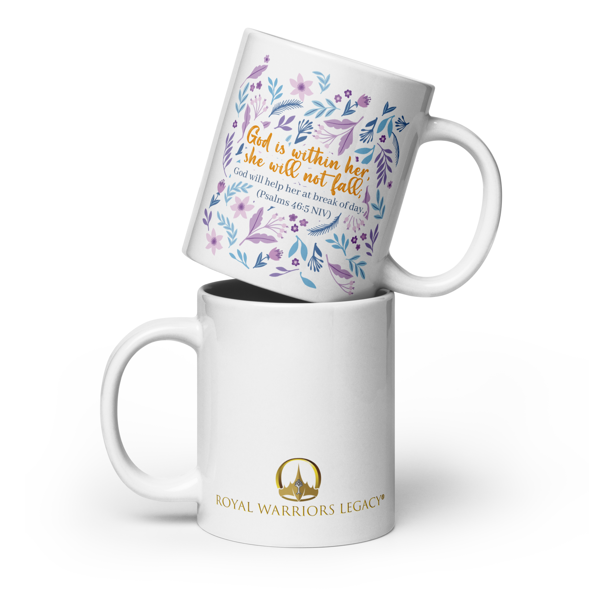 Unshakeable Faith: Psalms 46:5 White Glossy Mug (11 oz / 15 oz / 20 oz)