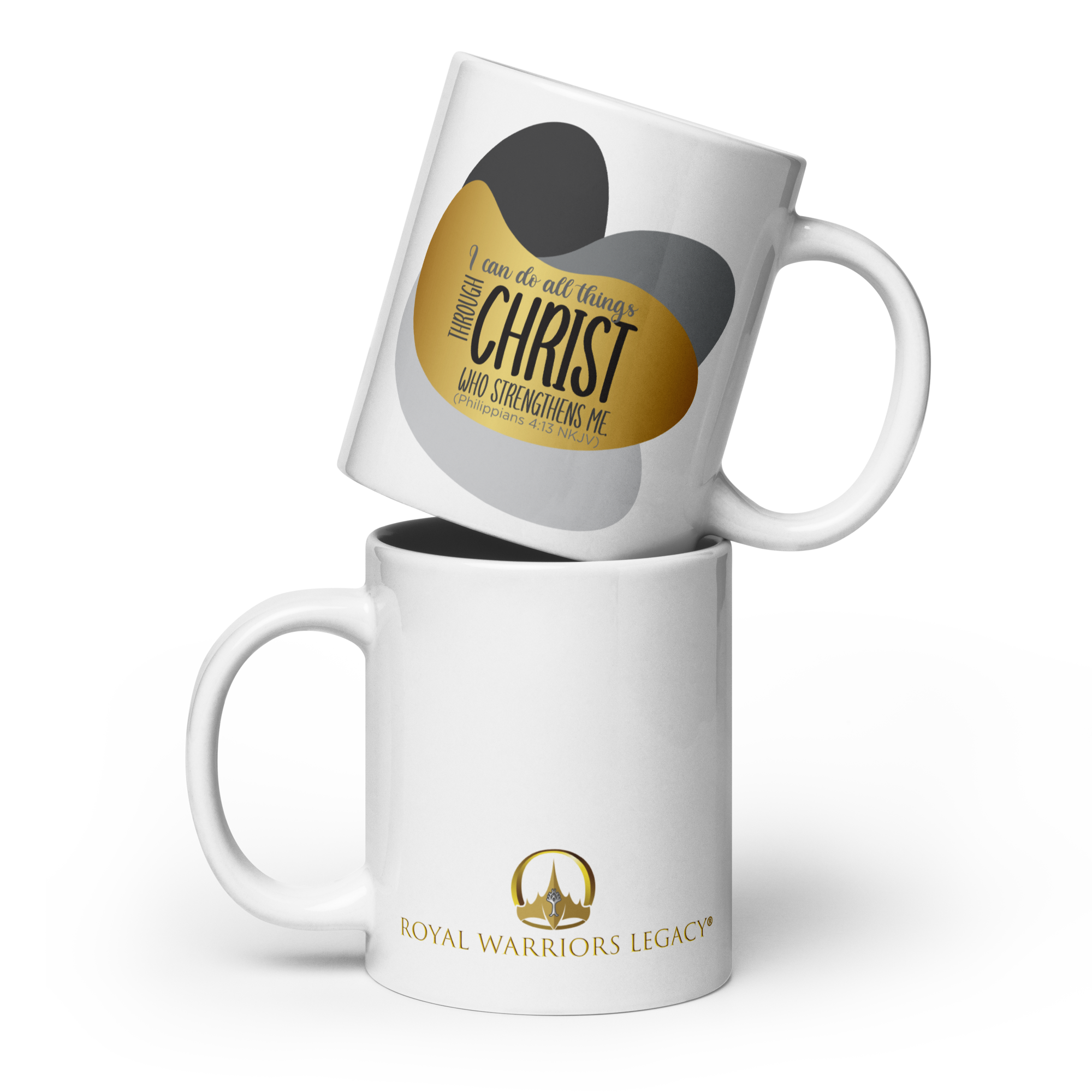 Empowered by Christ: Philippians 4:13 White Glossy Mug (11 oz / 15 oz / 20 oz)