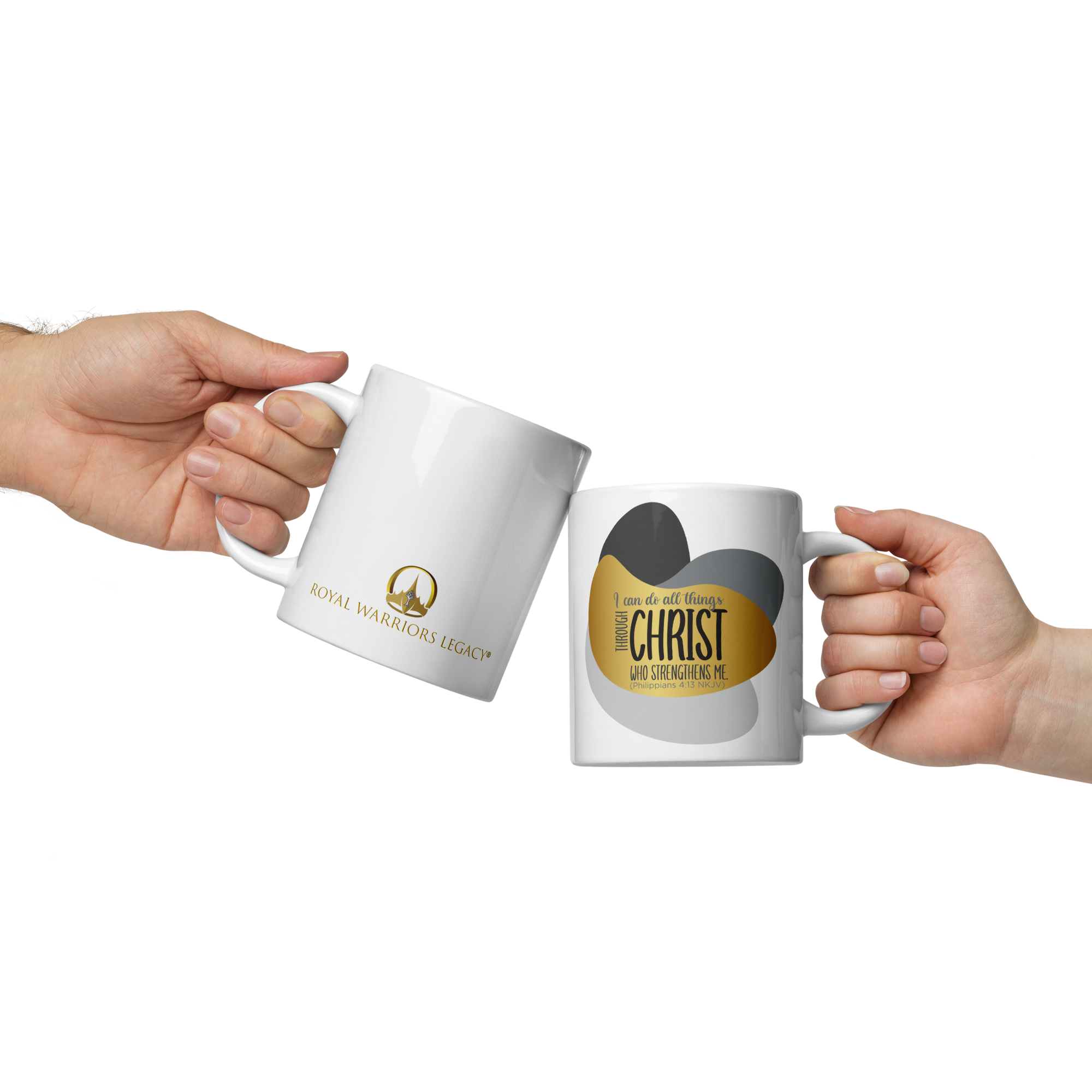 Empowered by Christ: Philippians 4:13 White Glossy Mug (11 oz / 15 oz / 20 oz)