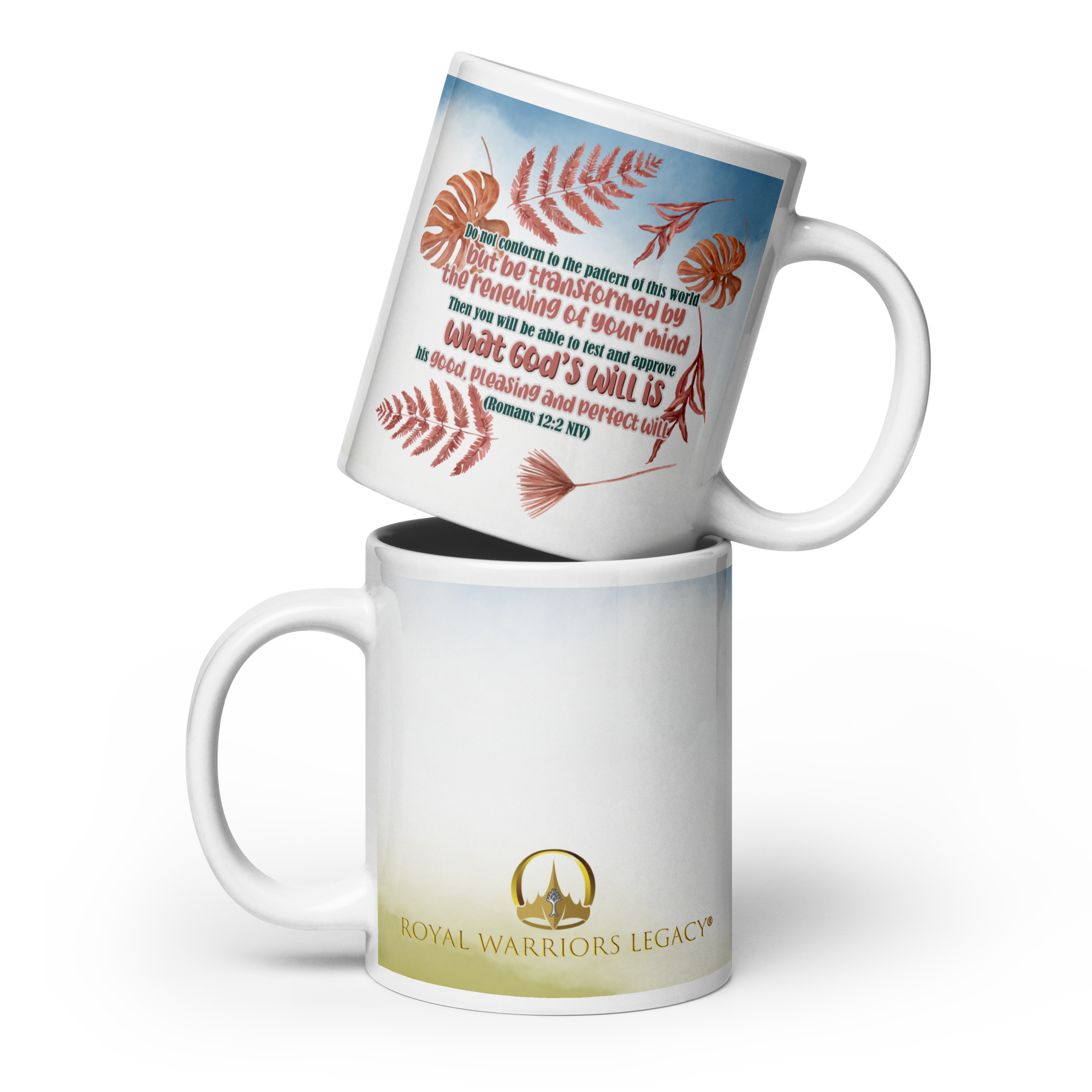 Renewed By The Spirit: Romans 12:2 White Glossy Mug (11 oz / 15 oz / 20 oz)