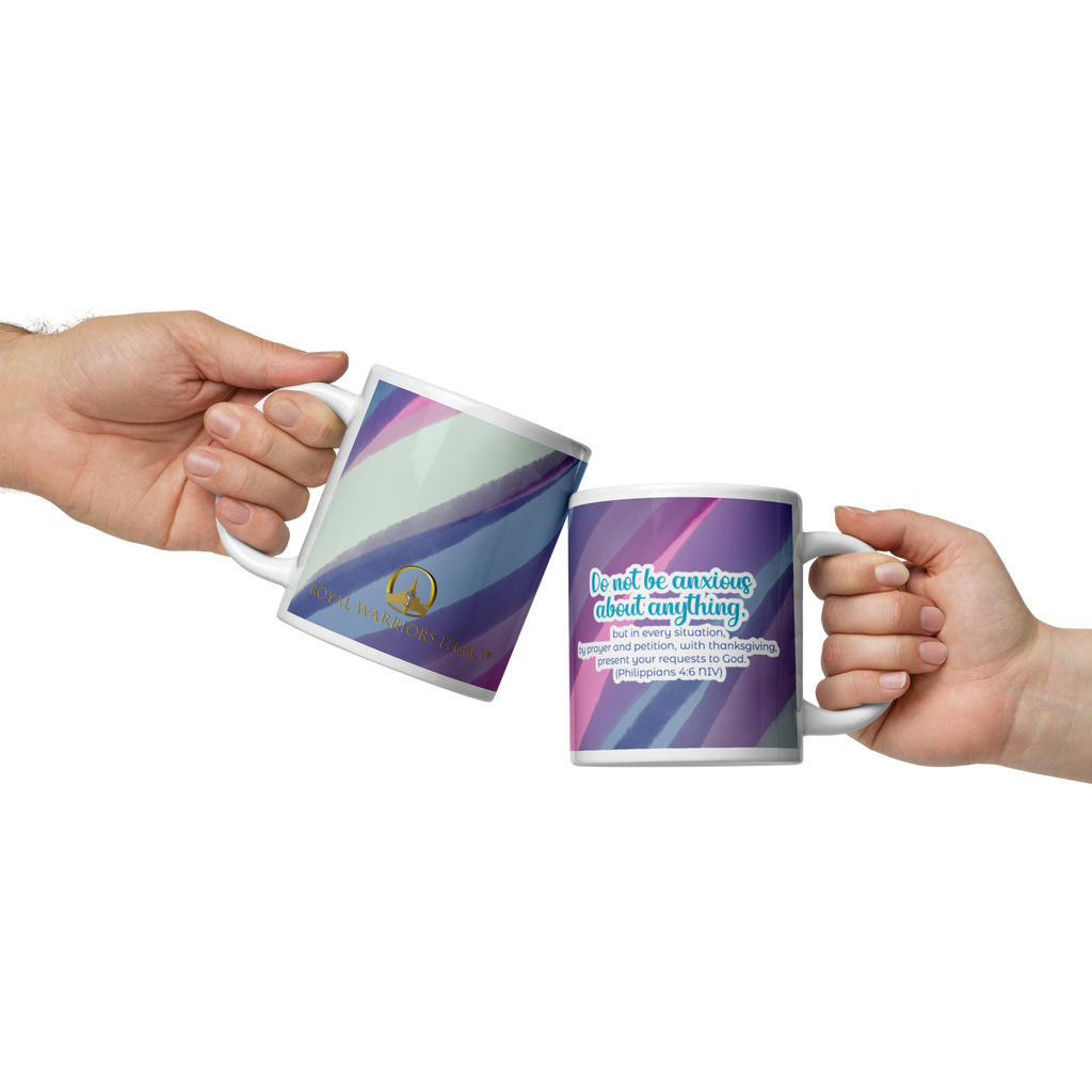 Prayer & Gratitude: Philippians 4:6 White Glossy Mug (11 oz / 15 oz / 20 oz)