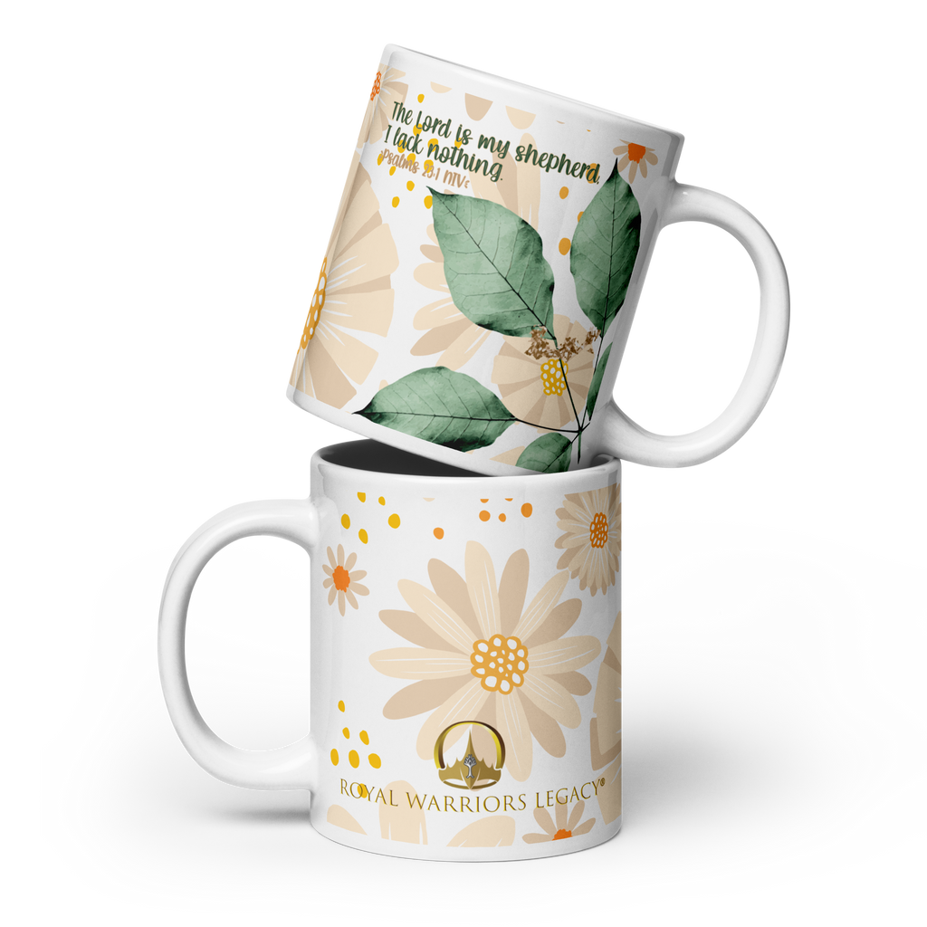 The Lord Is My Shepherd: Psalm 23:1 White Glossy Mug (11 oz / 15 oz / 20 oz)