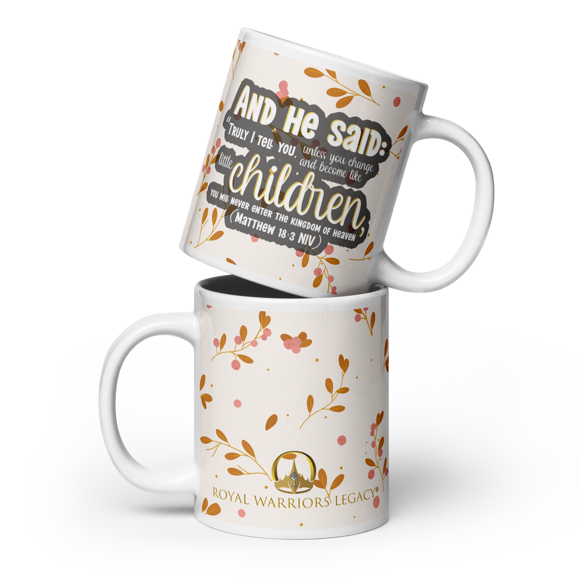 Childlike Faith: Matthew 18:3 White Glossy Mug (11 oz / 15 oz / 20 oz)