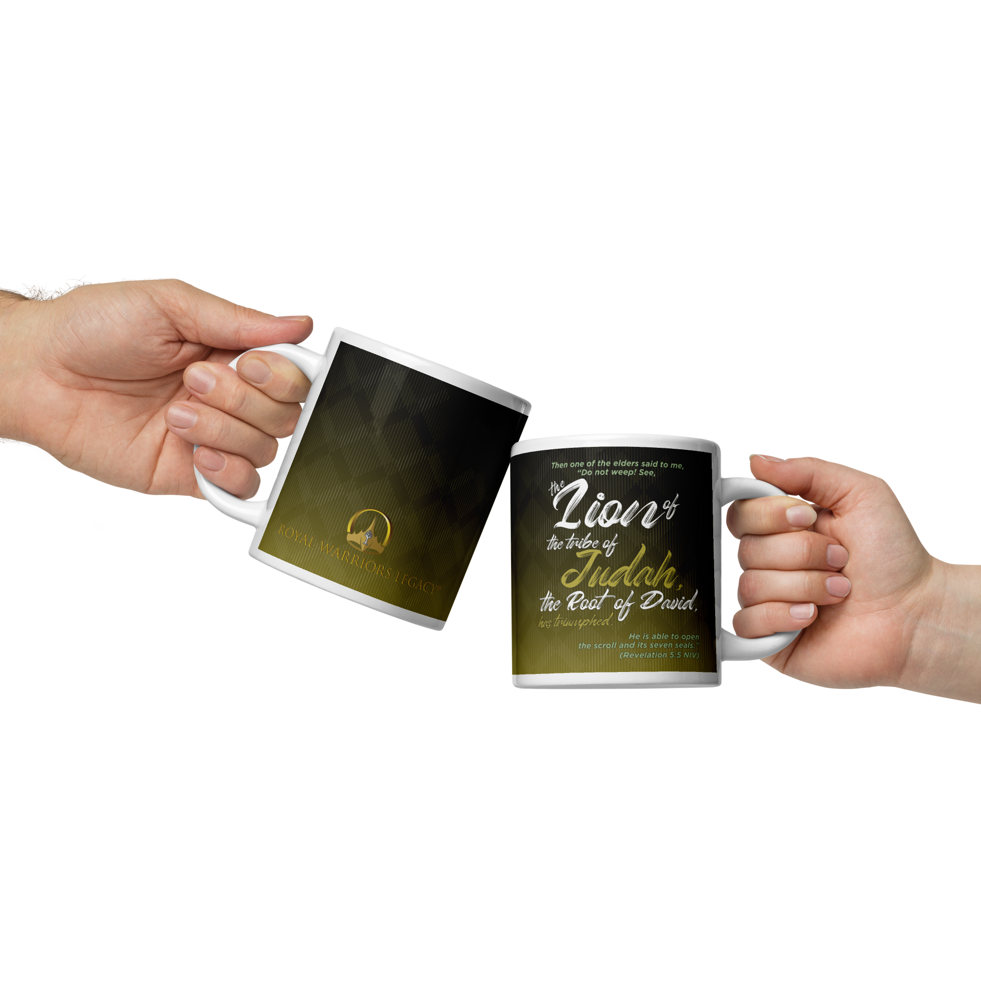 Lion of Judah & Root of David: Revelation 5:5 White Glossy Mug (11 oz / 15 oz / 20 oz)