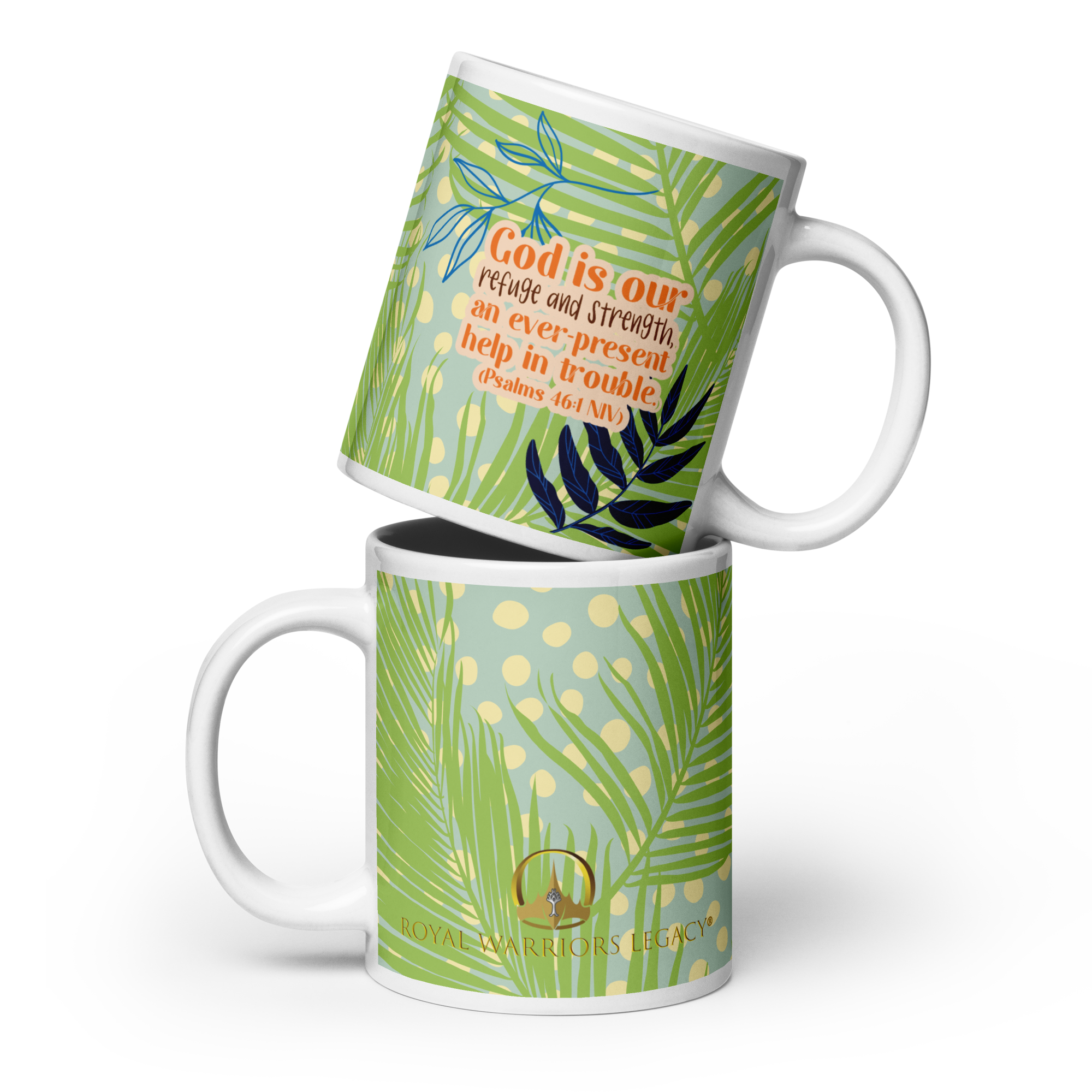 God Our Refuge: Psalm 46:1 White Glossy Mug (11 oz / 15 oz / 20 oz)