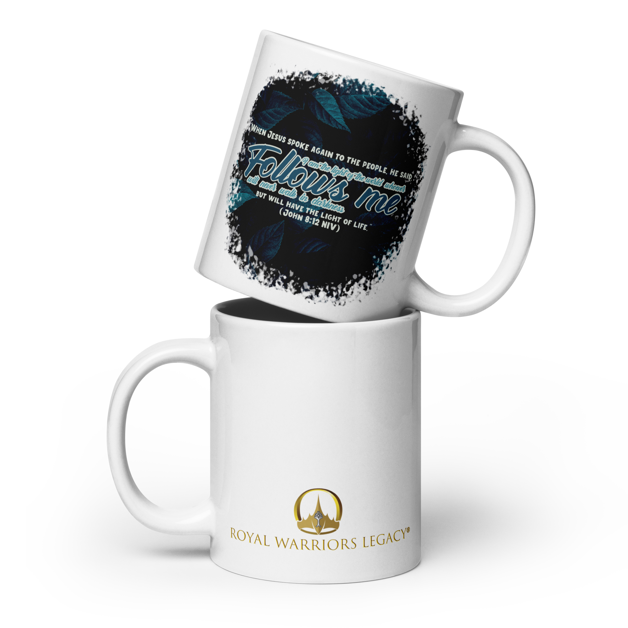 Light Of The World: John 8:12 White Glossy Mug (11 oz / 15 oz / 20 oz)