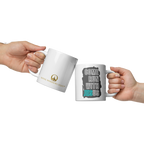 Come Run With Jesus Neon Blue White Glossy Mug (11 oz / 15 oz / 20 oz)