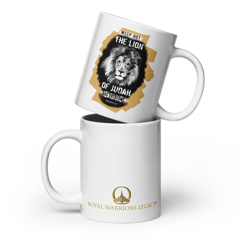The Lion of Judah: Revelation 5:5 White Glossy Mug (11 oz / 15 oz / 20 oz)