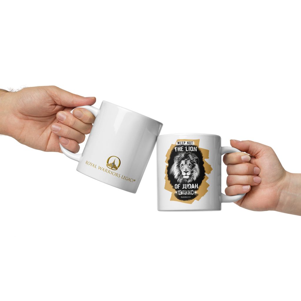 The Lion of Judah: Revelation 5:5 White Glossy Mug (11 oz / 15 oz / 20 oz)