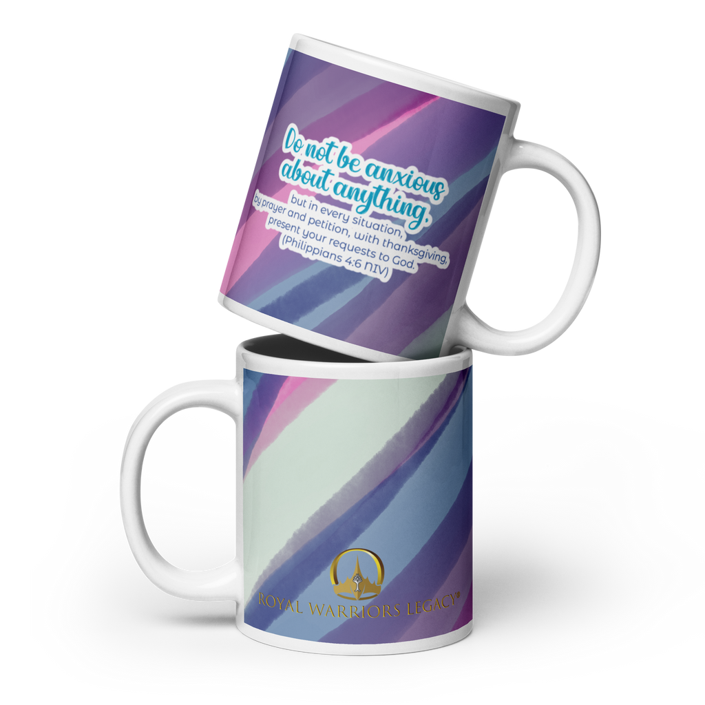 Prayer & Gratitude: Philippians 4:6 White Glossy Mug (11 oz / 15 oz / 20 oz)