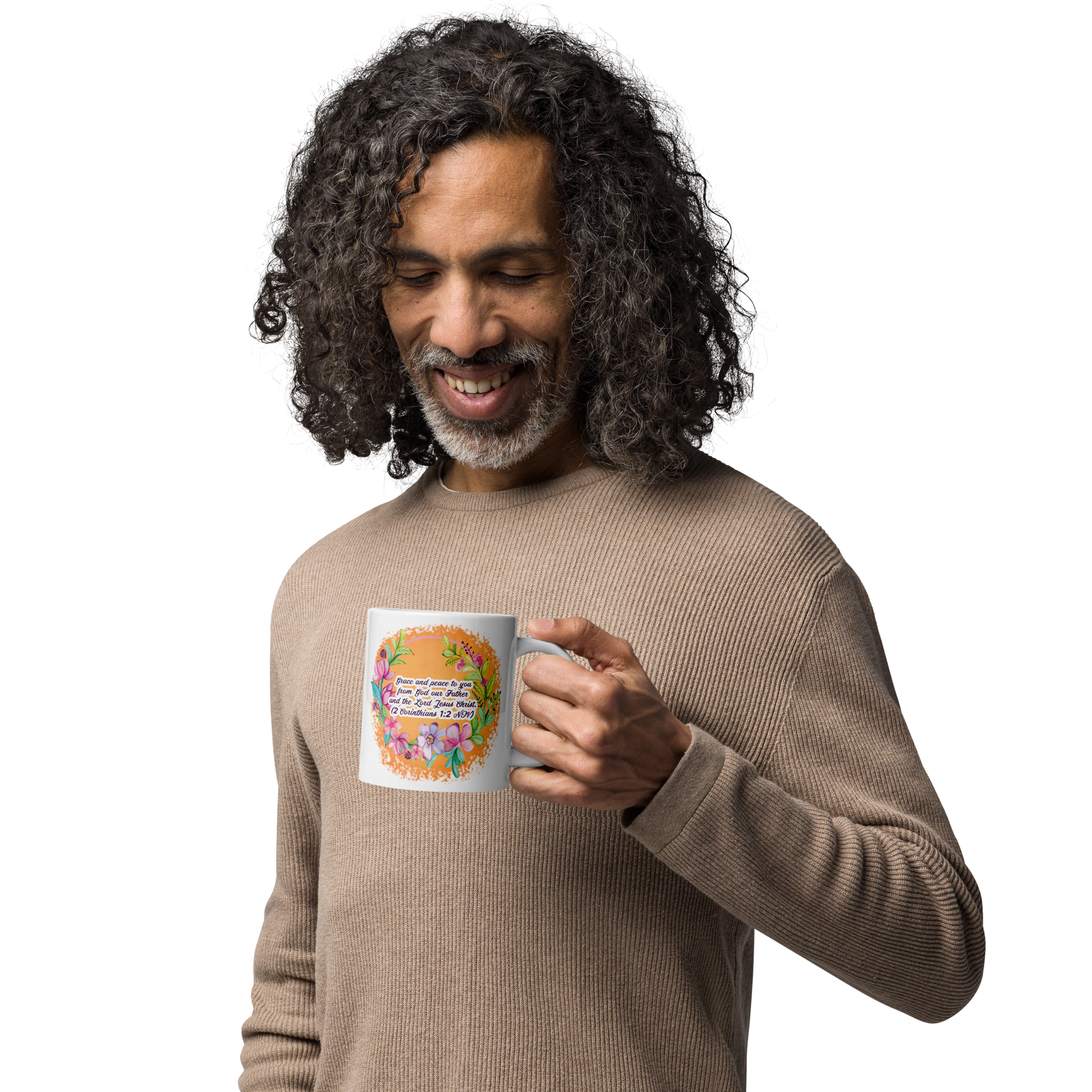 Grace & Peace Blooms: 2 Corinthians 1:2 White Glossy Mug (11 oz / 15 oz / 20 oz)