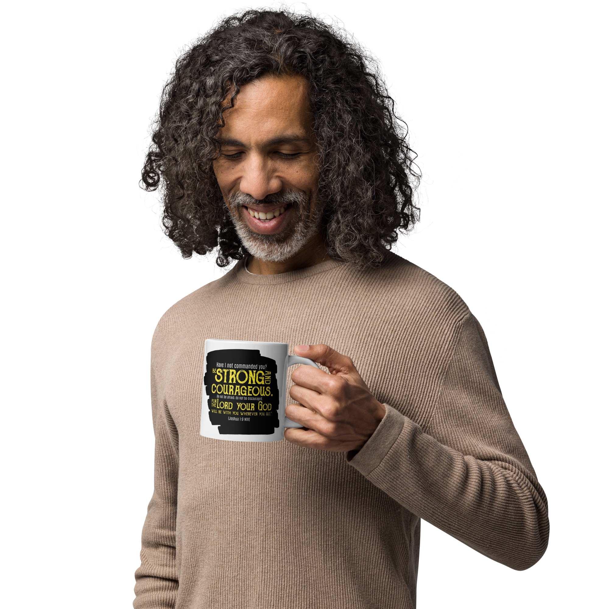 Be Strong & Courageous: Joshua 1:9 White Glossy Mug (11 oz / 15 oz / 20 oz)