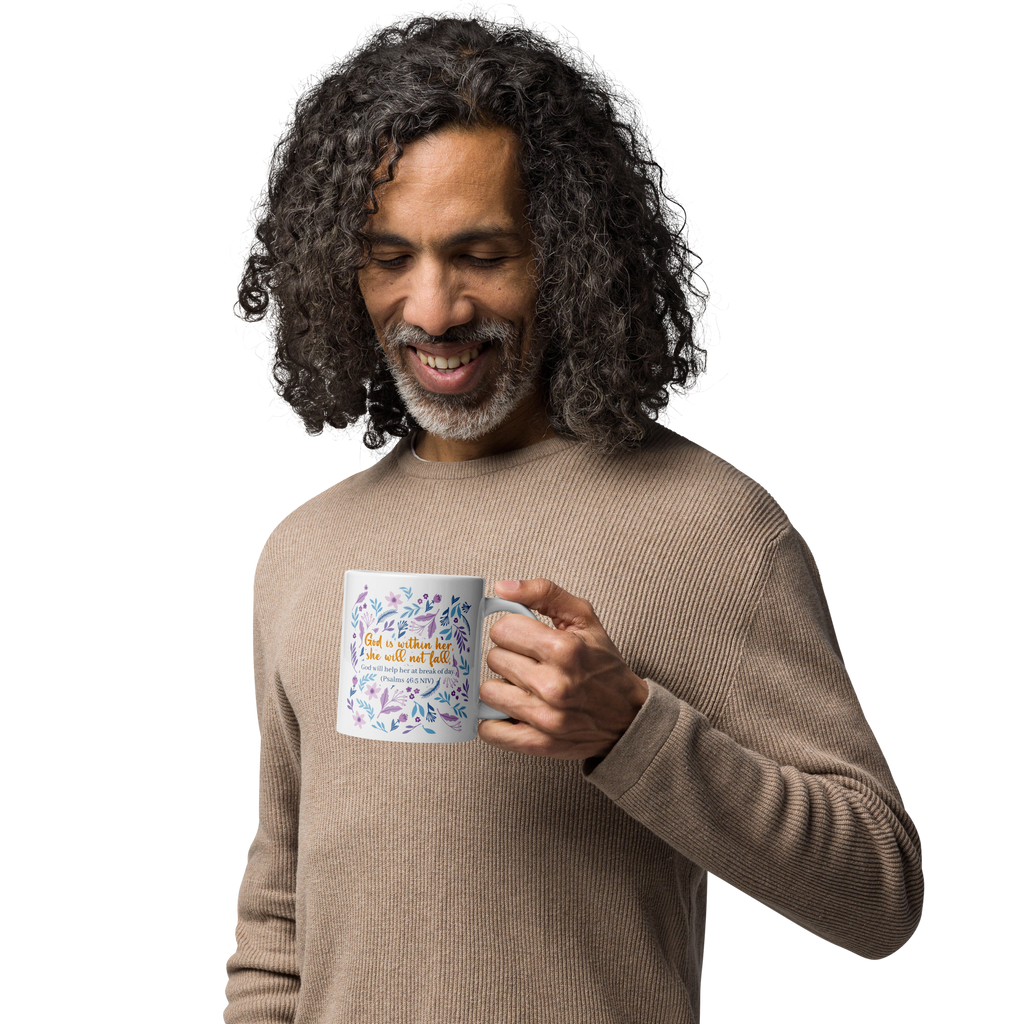 Unshakeable Faith: Psalms 46:5 White Glossy Mug (11 oz / 15 oz / 20 oz)