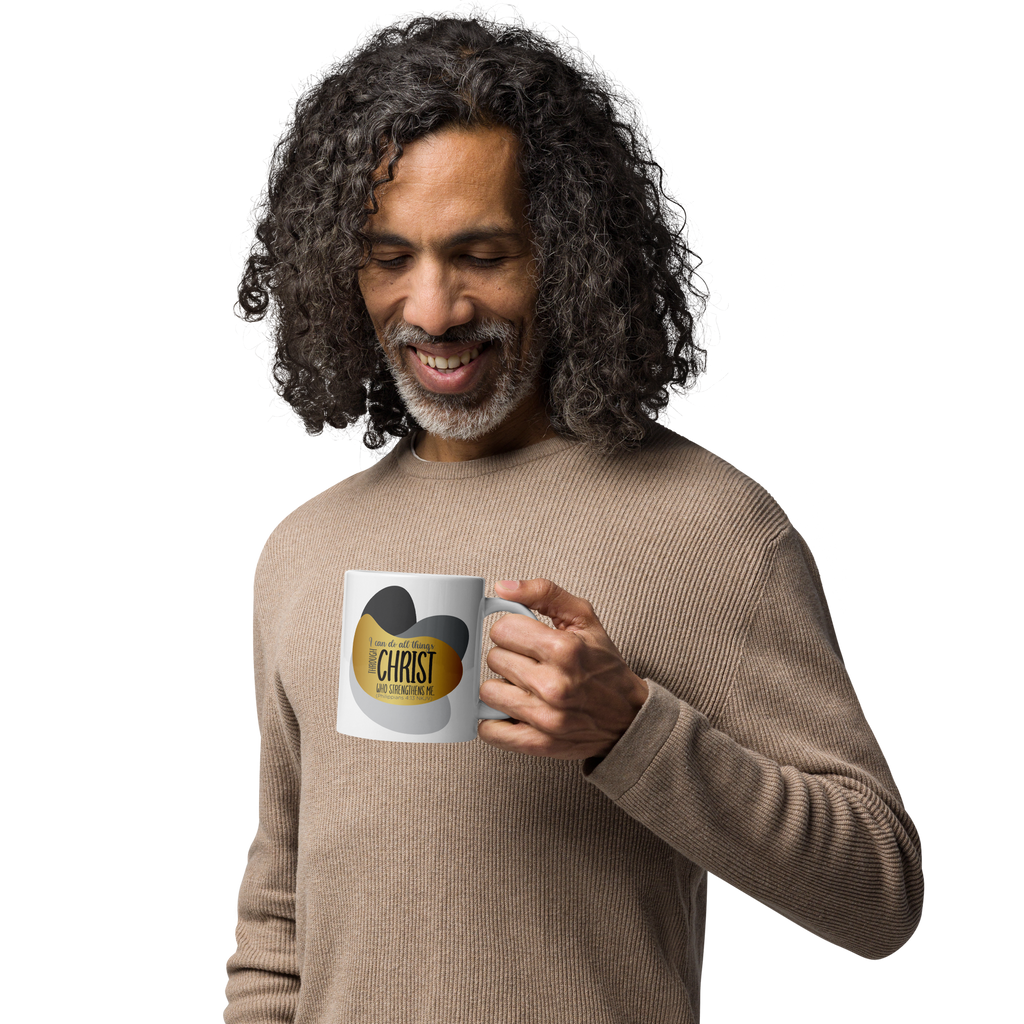 Empowered by Christ: Philippians 4:13 White Glossy Mug (11 oz / 15 oz / 20 oz)
