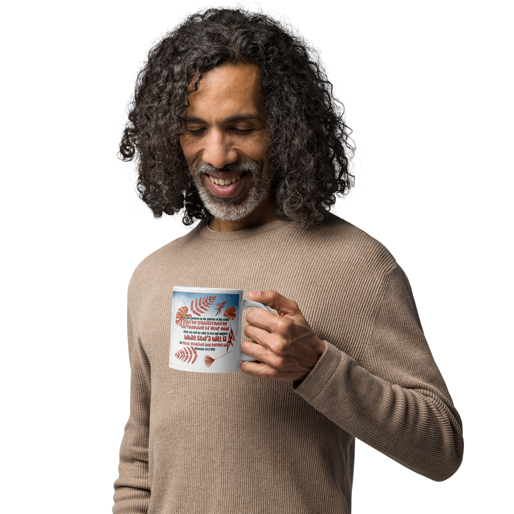 Renewed By The Spirit: Romans 12:2 White Glossy Mug (11 oz / 15 oz / 20 oz)