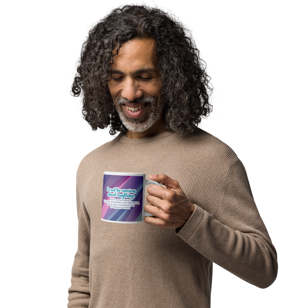 Prayer & Gratitude: Philippians 4:6 White Glossy Mug (11 oz / 15 oz / 20 oz)