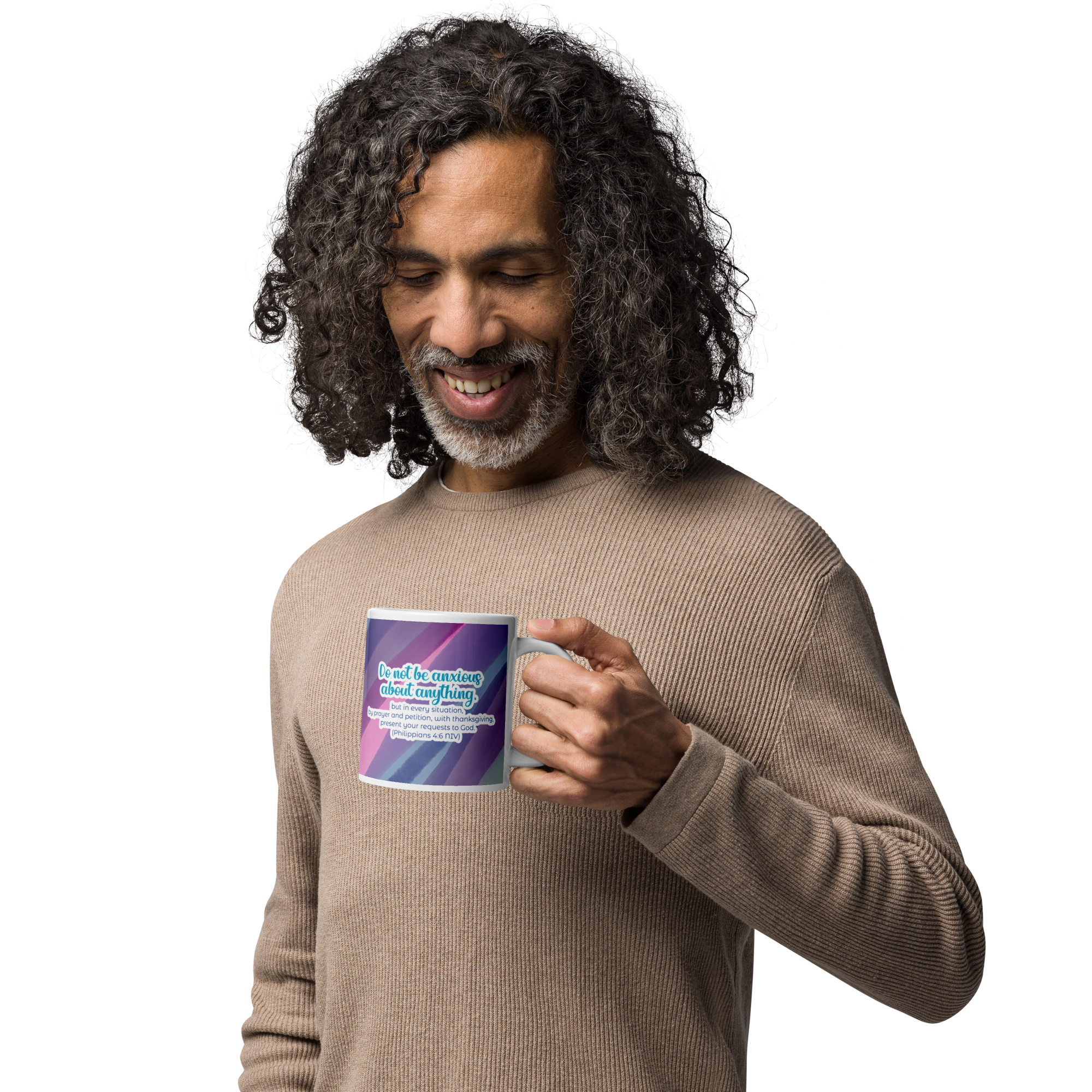 Prayer & Gratitude: Philippians 4:6 White Glossy Mug (11 oz / 15 oz / 20 oz)