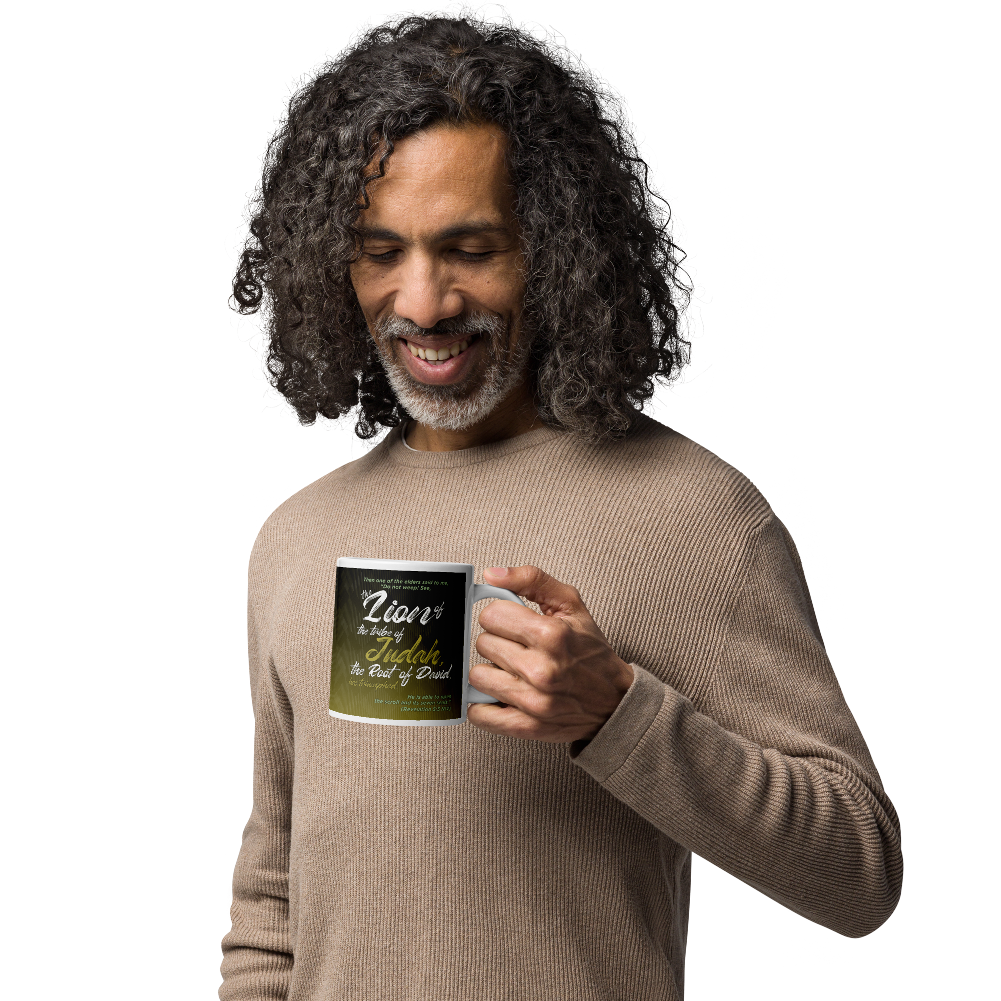 Lion of Judah & Root of David: Revelation 5:5 White Glossy Mug (11 oz / 15 oz / 20 oz)