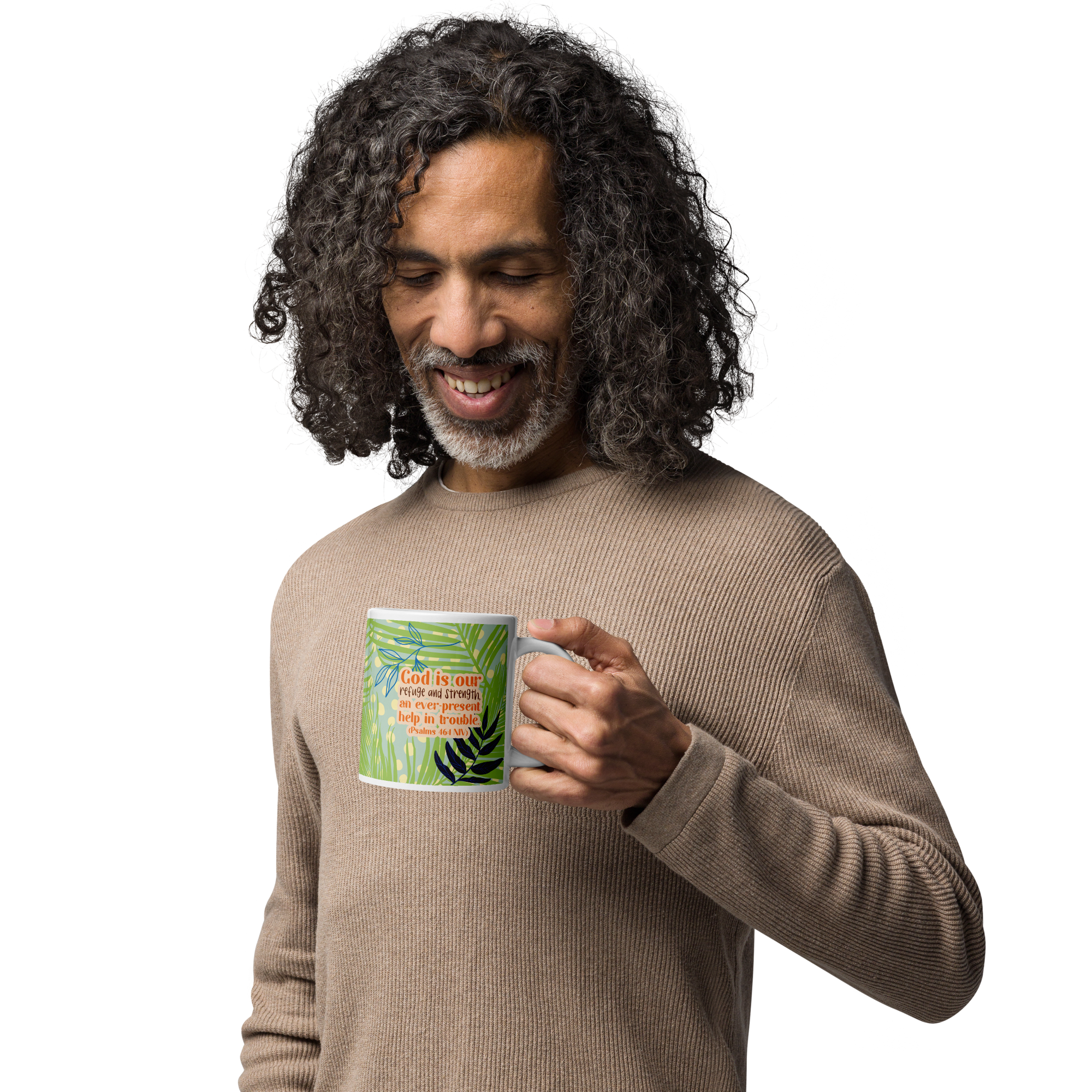 God Our Refuge: Psalm 46:1 White Glossy Mug (11 oz / 15 oz / 20 oz)